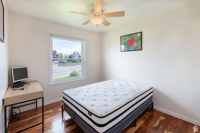841 W 1235 S, Payson, UT 84651 - bedroom featuring baseboards, wood finished floors, and ceiling fan