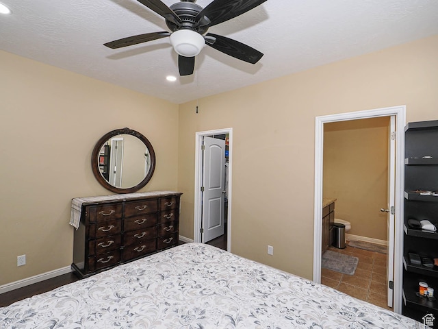 3263 W Blue Moon Ln, South Jordan, UT 84095 - bedroom with recessed lighting, baseboards, ceiling fan, and ensuite bathroom