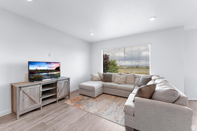 876 S Brubaker Way, Santaquin, UT 84655 - living area featuring light wood-style flooring, baseboards, and recessed lighting