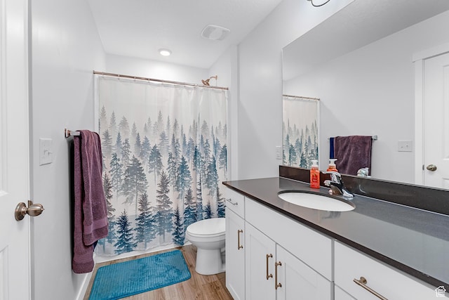 876 S Brubaker Way, Santaquin, UT 84655 - full bath with vanity, toilet, wood finished floors, and a shower with curtain