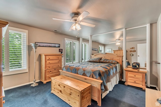 1256 W Norwalk Rd S, Taylorsville, UT 84123 - bedroom with dark colored carpet, baseboards, and ceiling fan