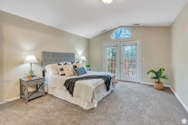 1140 E Elgin Ave S, Millcreek, UT 84106 - bedroom with access to outside, lofted ceiling, carpet floors, baseboards, and french doors