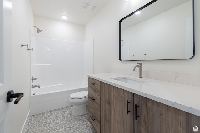 1262 N 3625 W Cir W, Cedar City, UT 84721 - bathroom with toilet, vanity, washtub / shower combination, and baseboards
