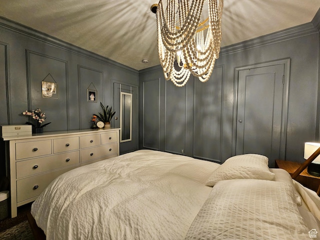 44 S 700 E, Provo, UT 84606 - bedroom with a decorative wall, crown molding, and a chandelier