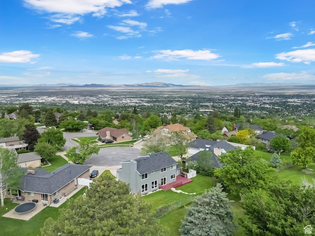 bird's eye view of a mountain backdrop