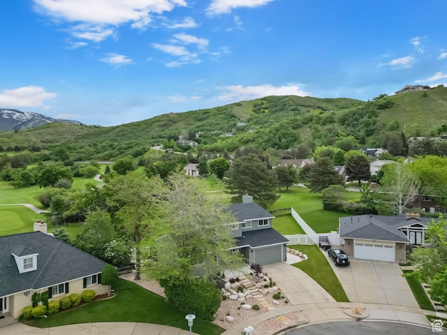 bird's eye view of a mountainous background