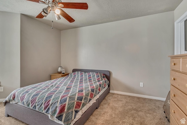 6297 W Traveler Ln, West Jordan, UT 84081 - carpeted bedroom featuring baseboards, a textured ceiling, and ceiling fan
