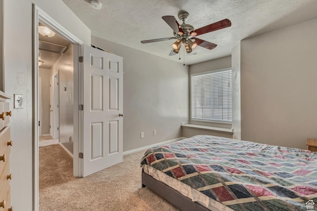 6297 W Traveler Ln, West Jordan, UT 84081 - bedroom featuring carpet, a textured ceiling, a ceiling fan, and baseboards