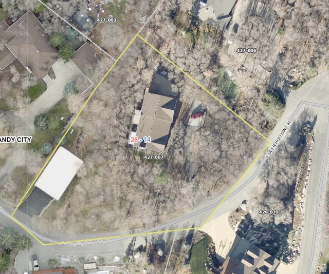3351 E Deer Hollow Cir S, Sandy, UT 84092 - aerial map of property and surrounding area featuring property parcel outlined
