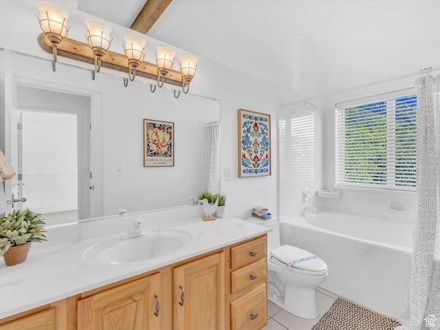 3351 E Deer Hollow Cir S, Sandy, UT 84092 - full bathroom featuring toilet, vanity, a bath, and tile patterned floors