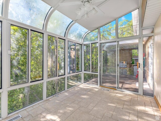 3351 E Deer Hollow Cir S, Sandy, UT 84092 - unfurnished sunroom with a ceiling fan
