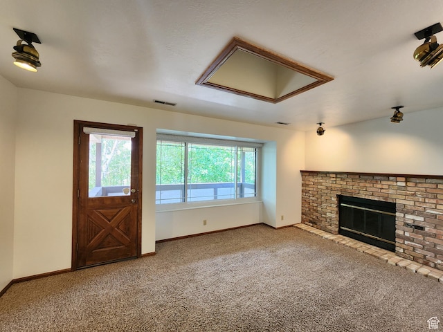 11258 S Brandon Park Dr E, Sandy, UT 84092 - unfurnished living room featuring carpet flooring, a fireplace, and baseboards