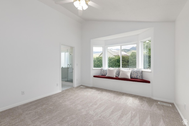 540 N 100 E, Hyde Park, UT 84318 - carpeted spare room featuring ceiling fan, vaulted ceiling, and baseboards