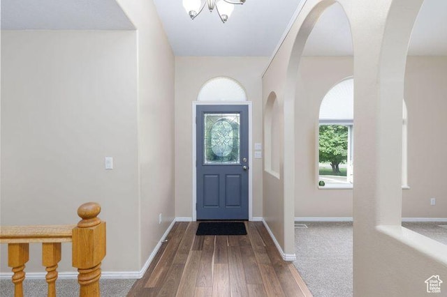 540 N 100 E, Hyde Park, UT 84318 - entrance foyer with wood-type flooring, baseboards, and arched walkways