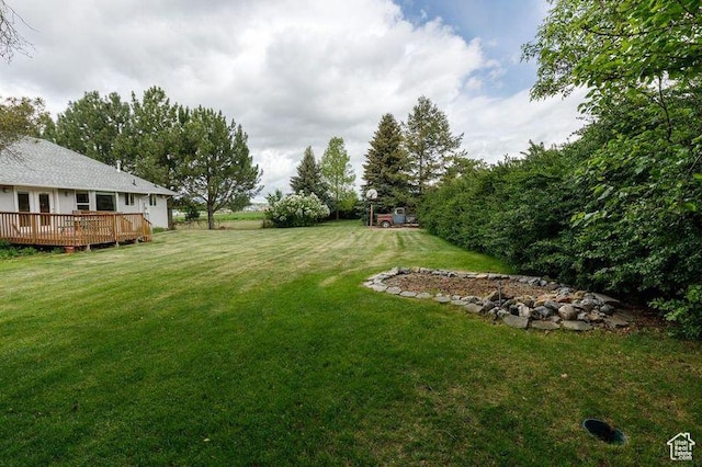 540 N 100 E, Hyde Park, UT 84318 - view of green lawn with a wooden deck