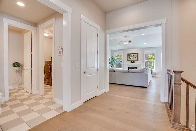 2700 E Red Barn Rd S, Heber City, UT 84032 - hallway featuring recessed lighting, baseboards, light wood finished floors, and an upstairs landing