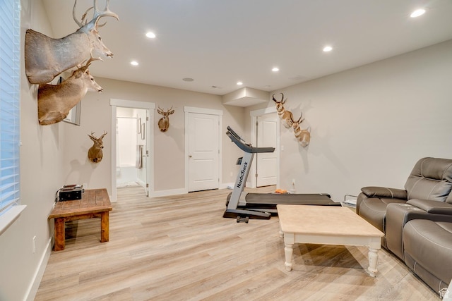 2700 E Red Barn Rd S, Heber City, UT 84032 - workout area featuring baseboards, recessed lighting, and light wood-style floors
