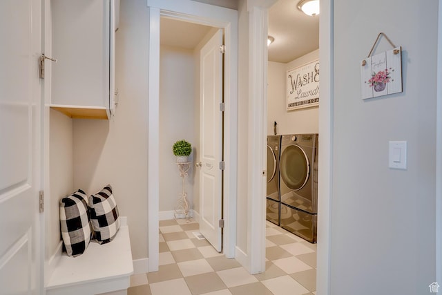 2700 E Red Barn Rd S, Heber City, UT 84032 - laundry room featuring washer and clothes dryer, light flooring, and baseboards