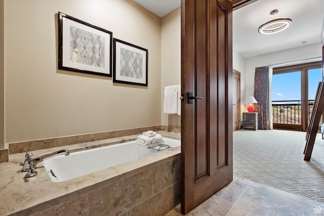 bathroom featuring a garden tub