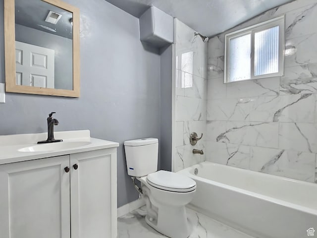 521 N 2400 W, Vernal, UT 84078 - bathroom featuring toilet, marble finish flooring, vanity, washtub / shower combination, and baseboards