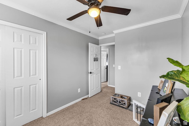 5884 S Impressions Dr W, Salt Lake City, UT 84118 - carpeted bedroom with baseboards, crown molding, and ceiling fan