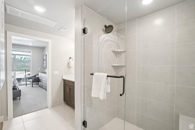 909 W Peace Tree Trl Unit 513, Kamas, UT 84036 - full bath with a stall shower, vanity, and recessed lighting