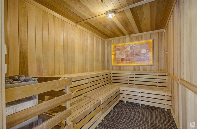 909 W Peace Tree Trl Unit 513, Kamas, UT 84036 - sauna / steam room with wooden walls, wooden ceiling, and tile patterned floors
