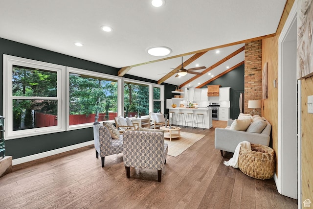 3348 E Stonehill Ln, Cottonwood Heights, UT 84121 - living area with light wood-style floors, recessed lighting, and a ceiling fan