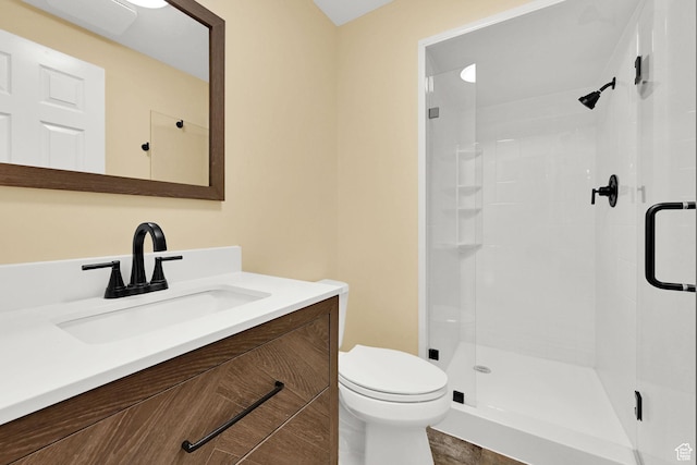 3348 E Stonehill Ln, Cottonwood Heights, UT 84121 - full bathroom featuring a stall shower, vanity, and toilet