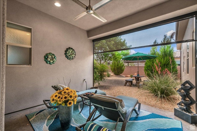 1865 N Park Grove Dr, Washington, UT 84780 - view of patio with a ceiling fan and fence