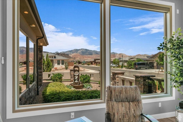 1865 N Park Grove Dr, Washington, UT 84780 - interior space with a mountain view, baseboards, and a residential view