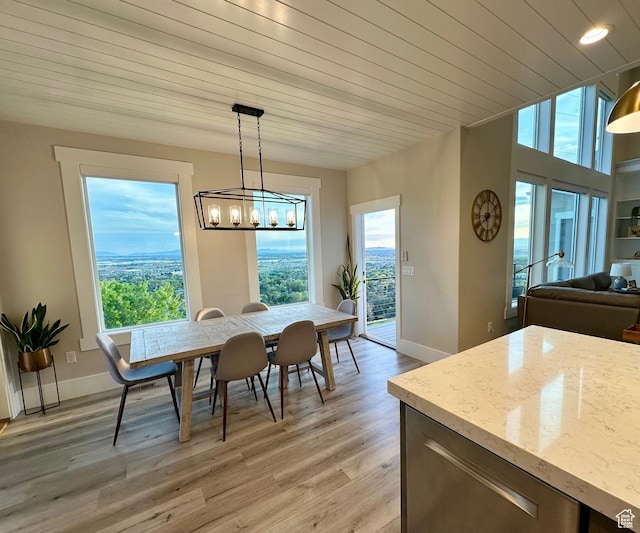 191 E 3475 N, North Ogden, UT 84414 - dining space with healthy amount of natural light, light wood finished floors, baseboards, wood ceiling, and recessed lighting