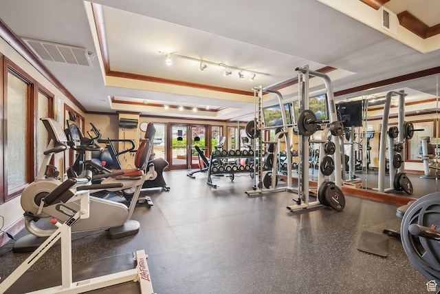 5 S 500 W Unit 506, Salt Lake City, UT 84101 - workout area with a tray ceiling and french doors