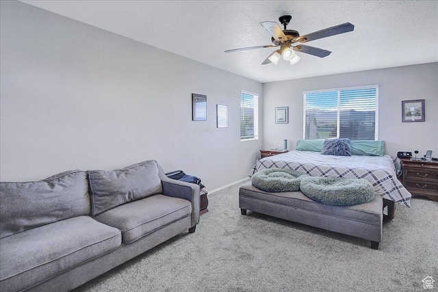 178 W Heidelberg Pl N, Stansbury Park, UT 84074 - bedroom featuring carpet, baseboards, a ceiling fan, and a textured ceiling