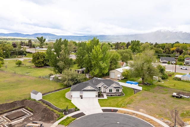 drone / aerial view of a mountainous background