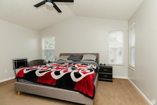 375 S 900 E, Smithfield, UT 84335 - bedroom featuring carpet floors, lofted ceiling, baseboards, and a ceiling fan