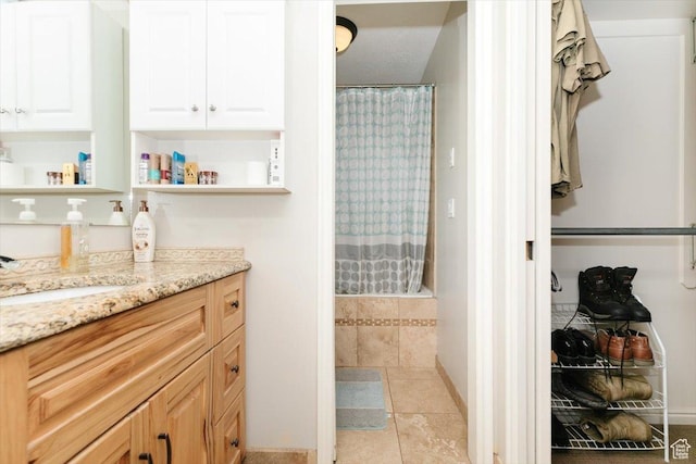 375 S 900 E, Smithfield, UT 84335 - full bathroom featuring a shower with shower curtain, vanity, and tile patterned flooring