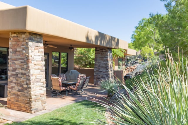 2090 N Tuweap Dr Unit 15, St George, UT 84770 - view of patio / terrace featuring ceiling fan