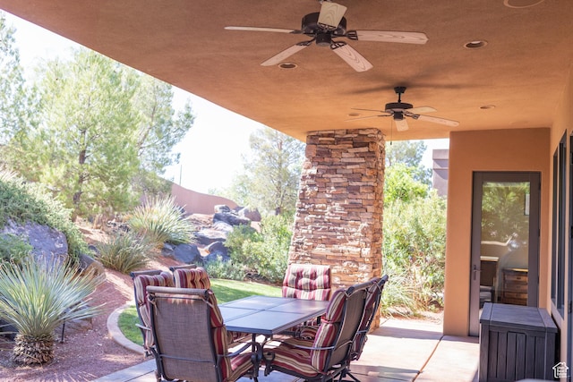 2090 N Tuweap Dr Unit 15, St George, UT 84770 - view of patio / terrace featuring a ceiling fan and outdoor dining space