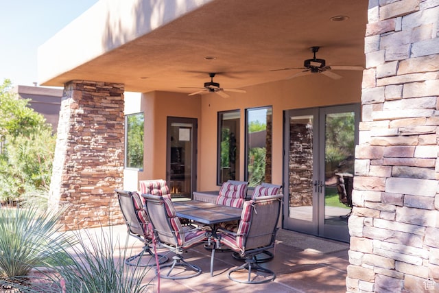 2090 N Tuweap Dr Unit 15, St George, UT 84770 - view of patio / terrace with french doors and a ceiling fan