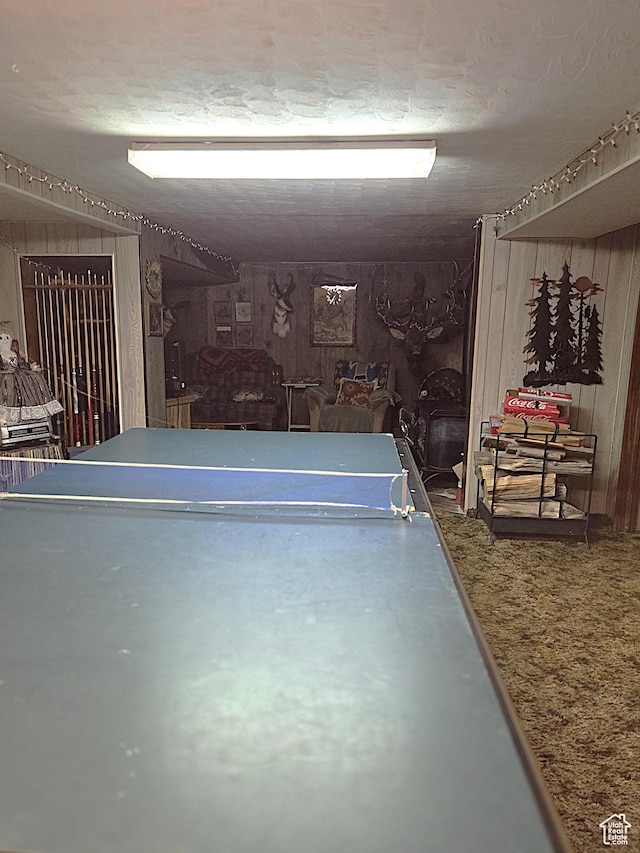 157 E 100 N, Wellington, UT 84542 - recreation room with wood walls and a textured ceiling