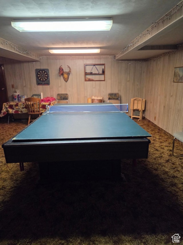 157 E 100 N, Wellington, UT 84542 - playroom featuring carpet, wooden walls, and pool table