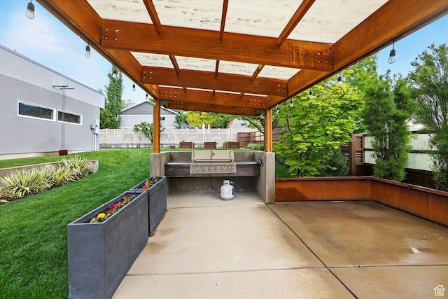 view of patio featuring area for grilling and grilling area