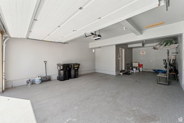 garage with a garage door opener