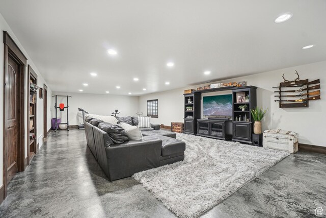 1236 S 2240 E, Heber City, UT 84032 - living area featuring finished concrete flooring, recessed lighting, and baseboards
