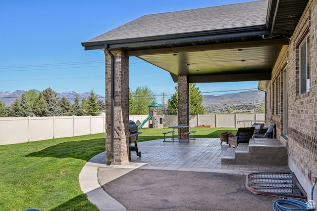 1236 S 2240 E, Heber City, UT 84032 - view of patio with a playground and a mountain view