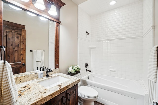 1236 S 2240 E, Heber City, UT 84032 - bathroom featuring toilet, bathing tub / shower combination, vanity, and recessed lighting