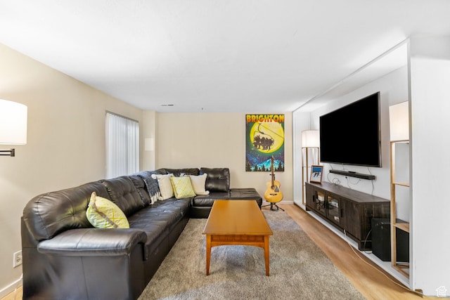living area with light wood-type flooring