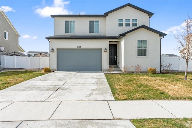 6405 N Appaloosa Dr, Stansbury Park, UT 84074 - traditional-style home with stucco siding, an attached garage, and concrete driveway