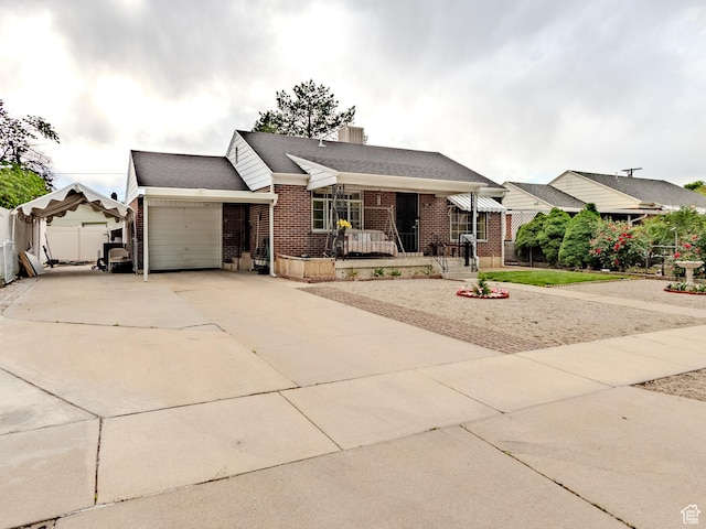 657 N Rambler Dr N, Salt Lake City, UT 84116 - ranch-style home with brick siding, a garage, concrete driveway, roof with shingles, and a chimney